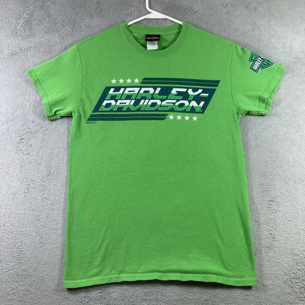 Harley Davidson Shirt Adult Small Green Motorcycles Biker Graphic Union City TN